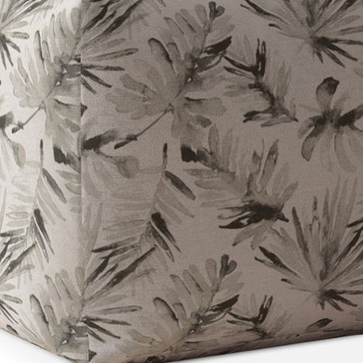 17" Beige Cotton Floral Pouf Cover Image 4