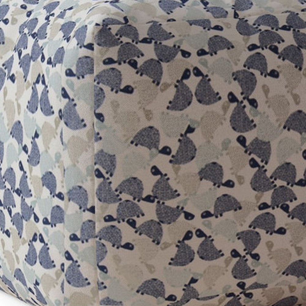 17" Beige Cotton Turtle Pouf Ottoman Image 4