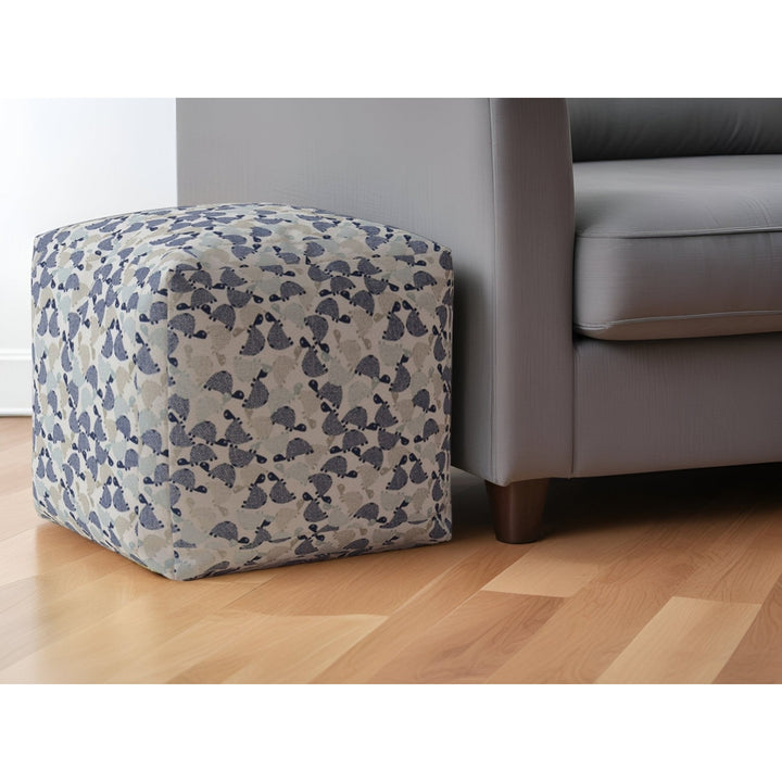 17" Beige Cotton Turtle Pouf Ottoman Image 5