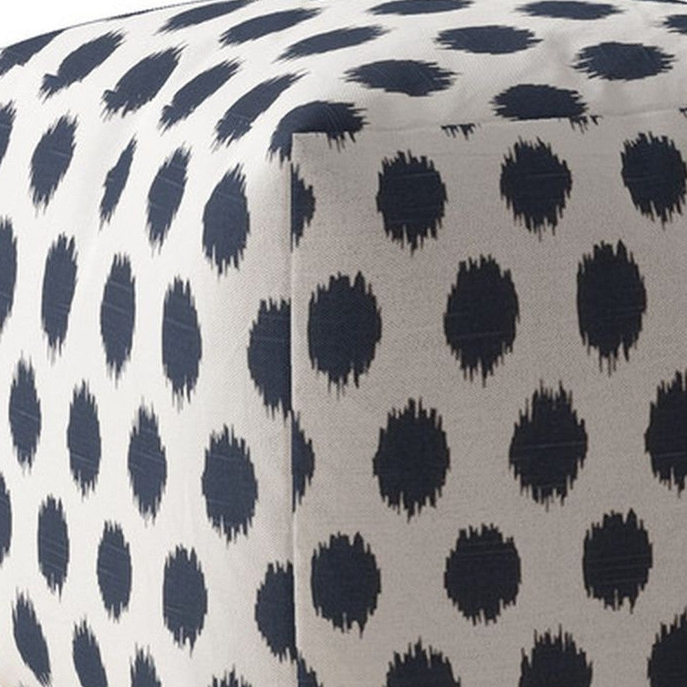 17" Blue And White Canvas Polka Dots Pouf Cover Image 4