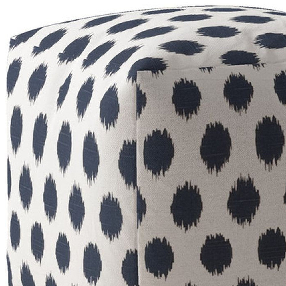 17" Blue and White Canvas Polka Dots Pouf Ottoman Image 4