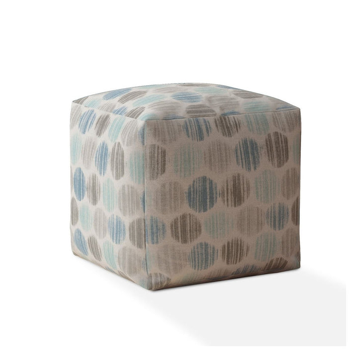 17" Blue Cotton Polka Dots Pouf Cover Image 1