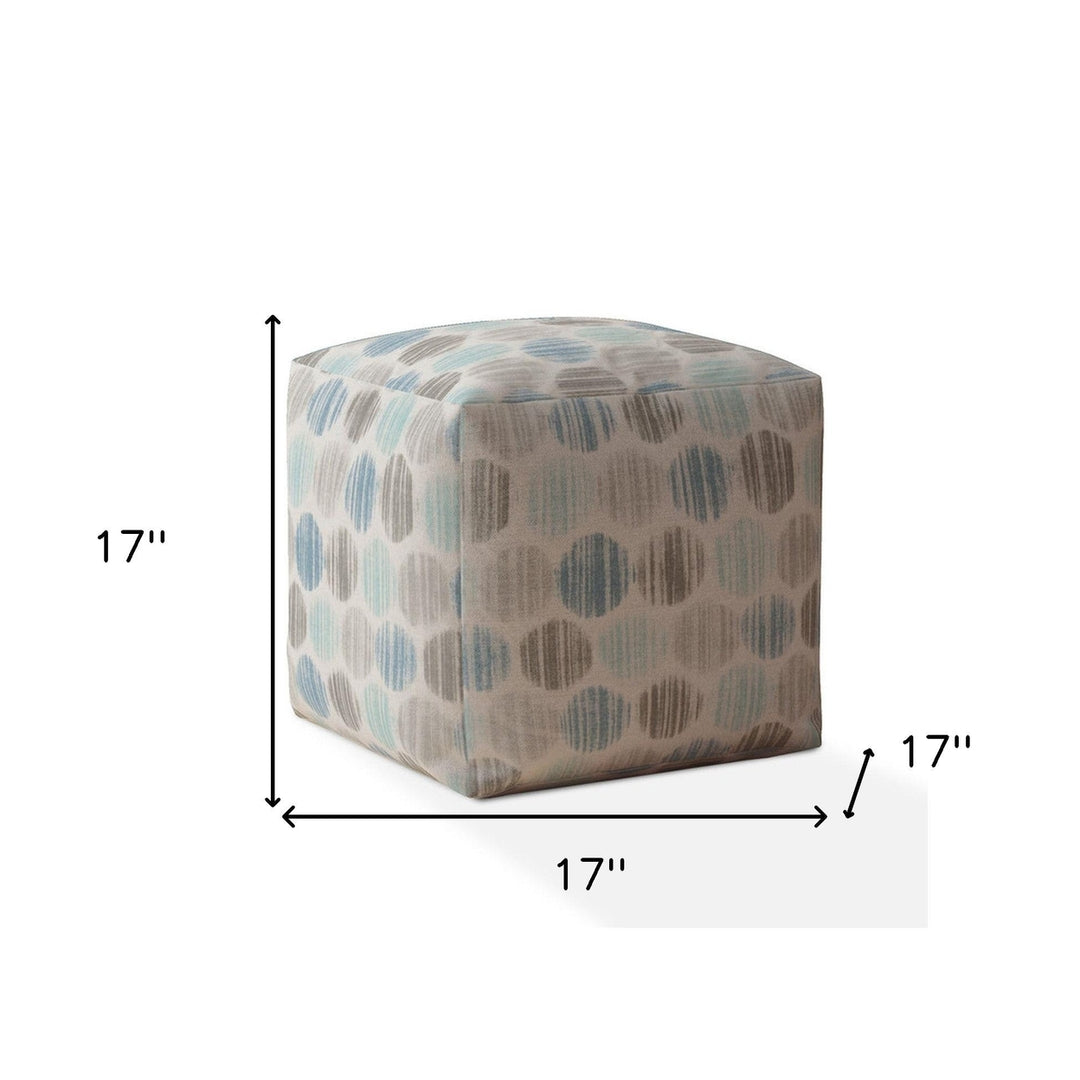 17" Blue Cotton Polka Dots Pouf Cover Image 3