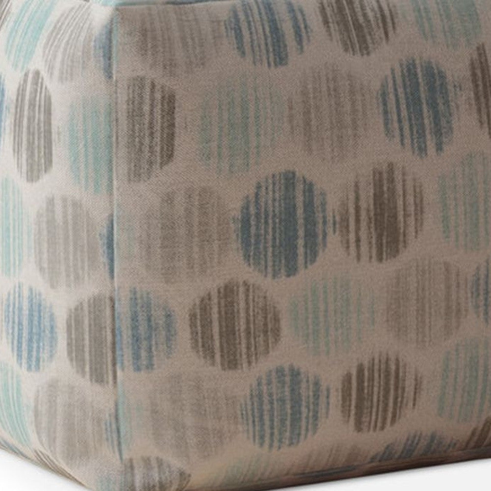 17" Blue Cotton Polka Dots Pouf Cover Image 4