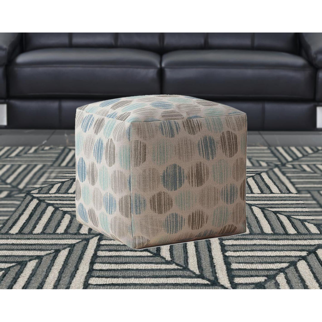 17" Blue Cotton Polka Dots Pouf Cover Image 5