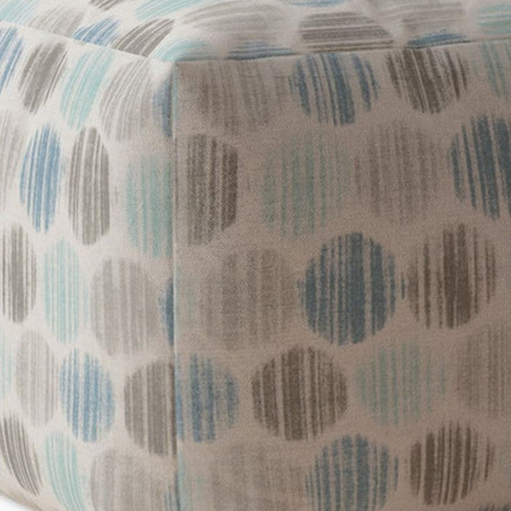 17" Blue Cotton Polka Dots Pouf Ottoman Image 4