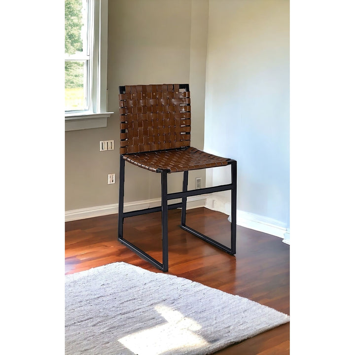 17" Brown And Black Faux Leather Side Chair Image 10