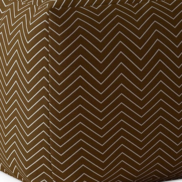 17" Brown Cotton Chevron Pouf Cover Image 4