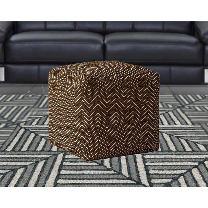 17" Brown Cotton Chevron Pouf Cover Image 5