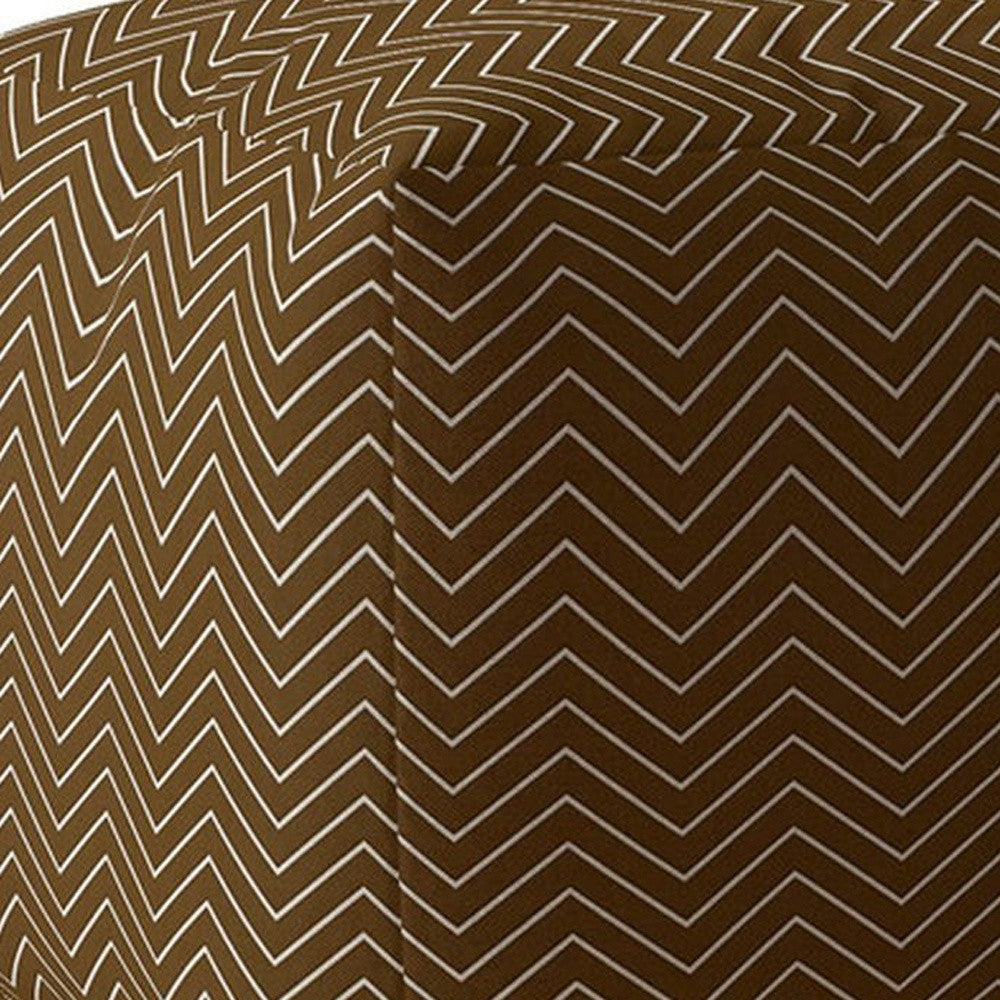 17" Brown Cotton Chevron Pouf Ottoman Image 4