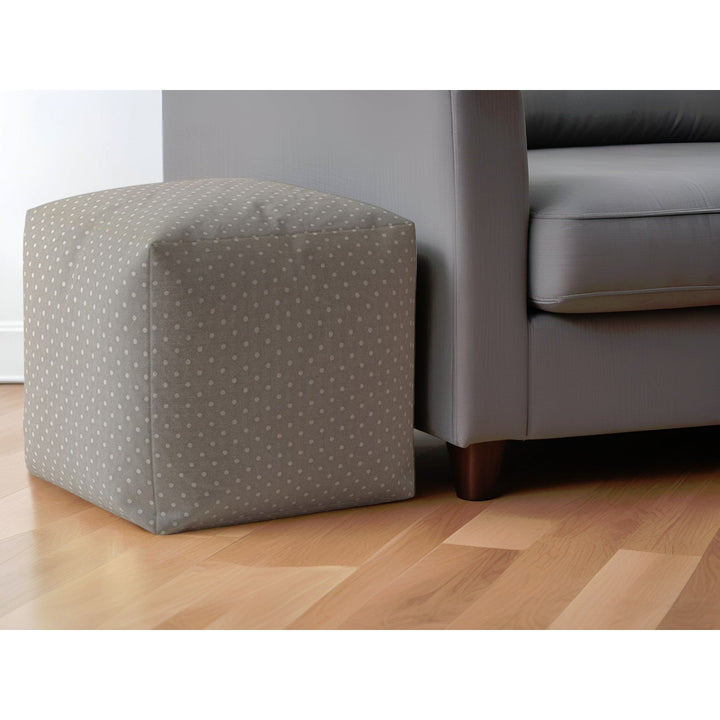 17" Gray Cotton Polka Dots Pouf Ottoman Image 5