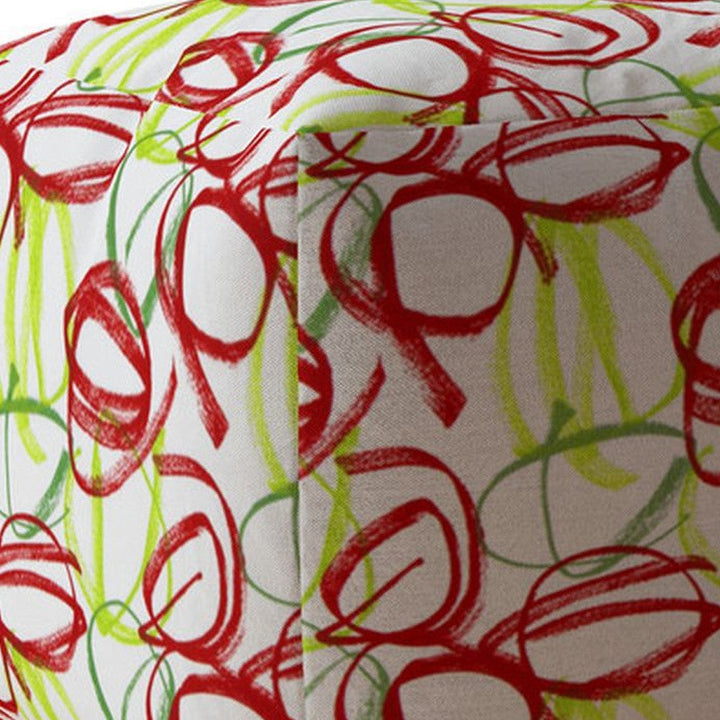 17" Green And White Cotton Abstract Pouf Cover Image 4