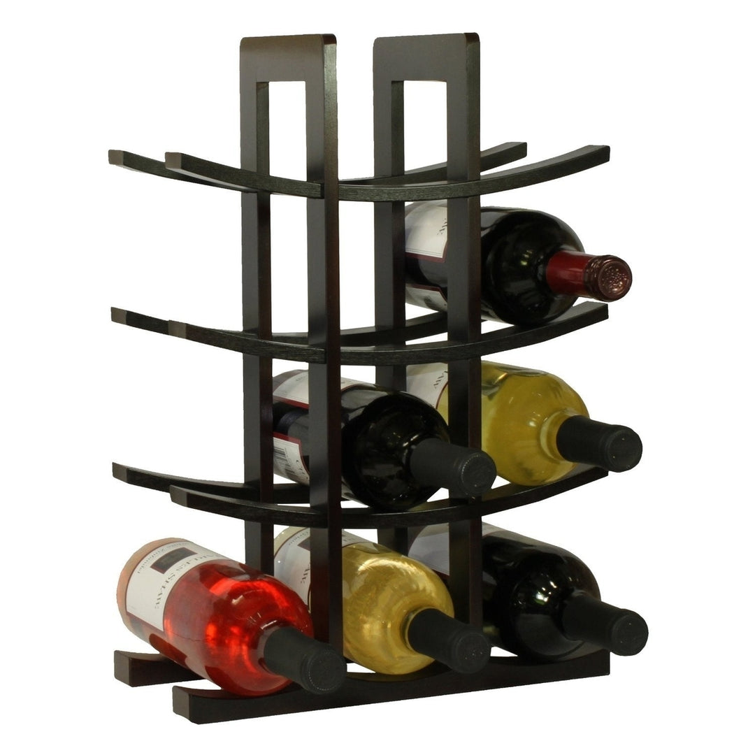 12-Bottle Wine Rack in Dark Espresso Finish Bamboo Image 2