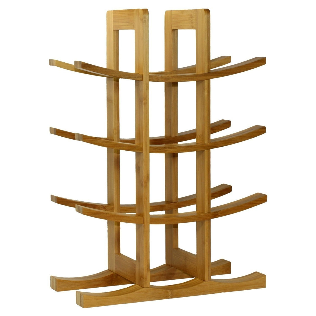 12-Bottle Wine Rack Modern Asian Style in Natural Bamboo Image 1