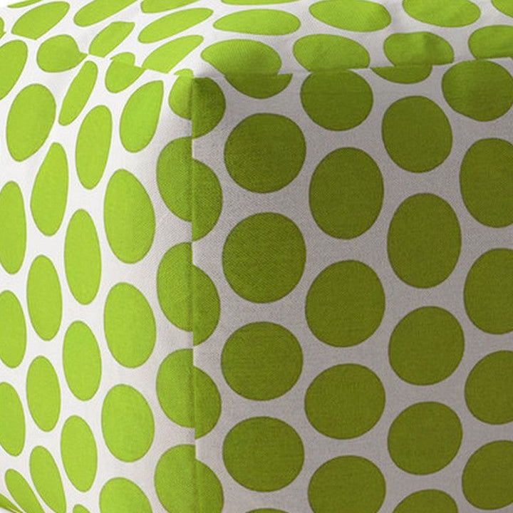 17" Green And White Cotton Polka Dots Pouf Cover Image 4