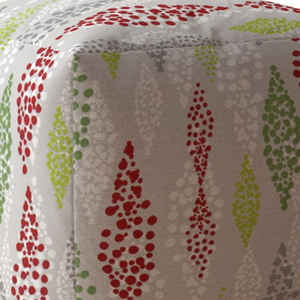 17" Ivory Cotton Polka Dots Pouf Ottoman Image 4