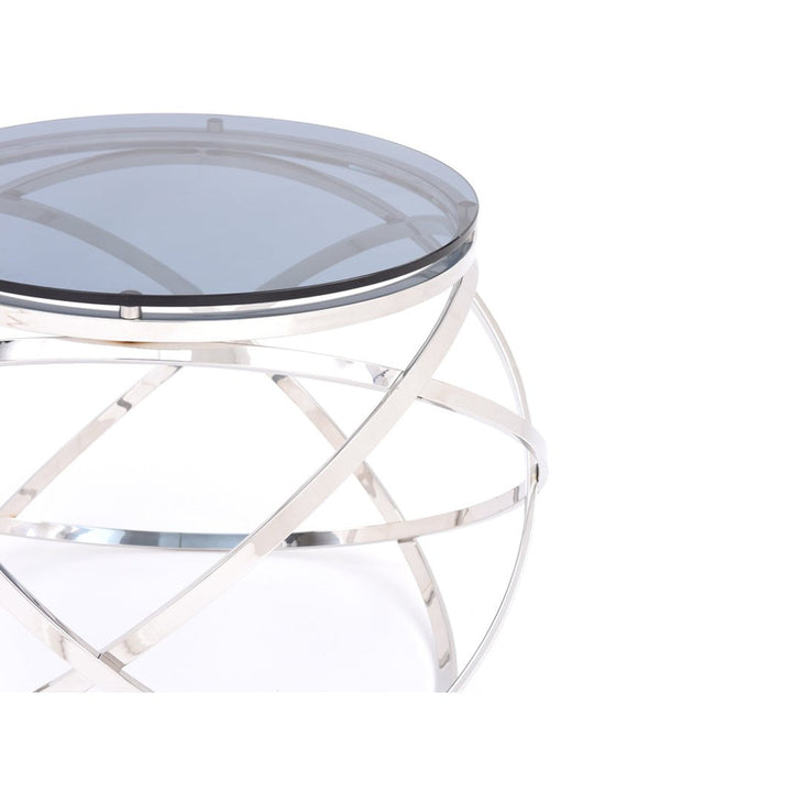 14" Smoked Glass And Stainless Steel End Table Image 4