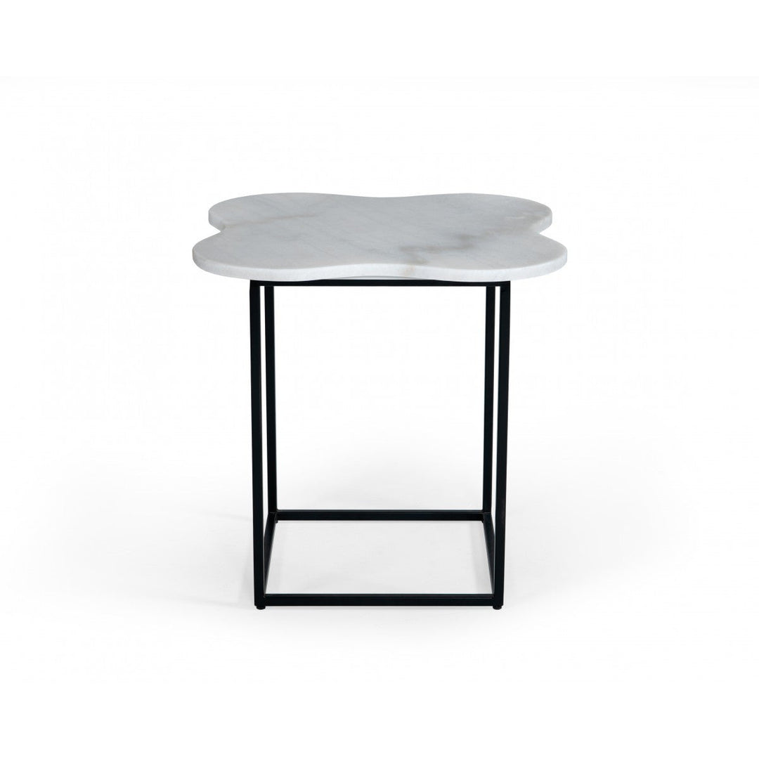 15" Black And White Marble Free Form End Table Image 3