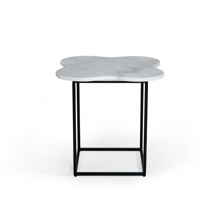 15" Black And White Marble Free Form End Table Image 3