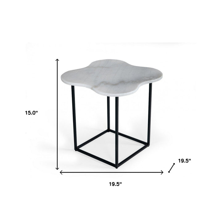 15" Black And White Marble Free Form End Table Image 4