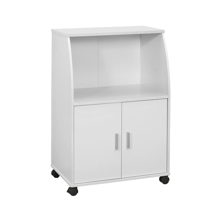 15.25" X 22" X 33" White Particle Board Laminate Kitchen Cart Image 1