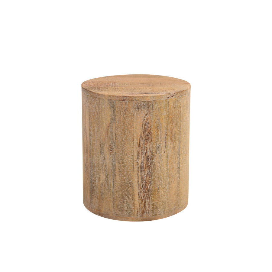 18" Natural And Brown Wood Solid Wood Round End Table Image 1