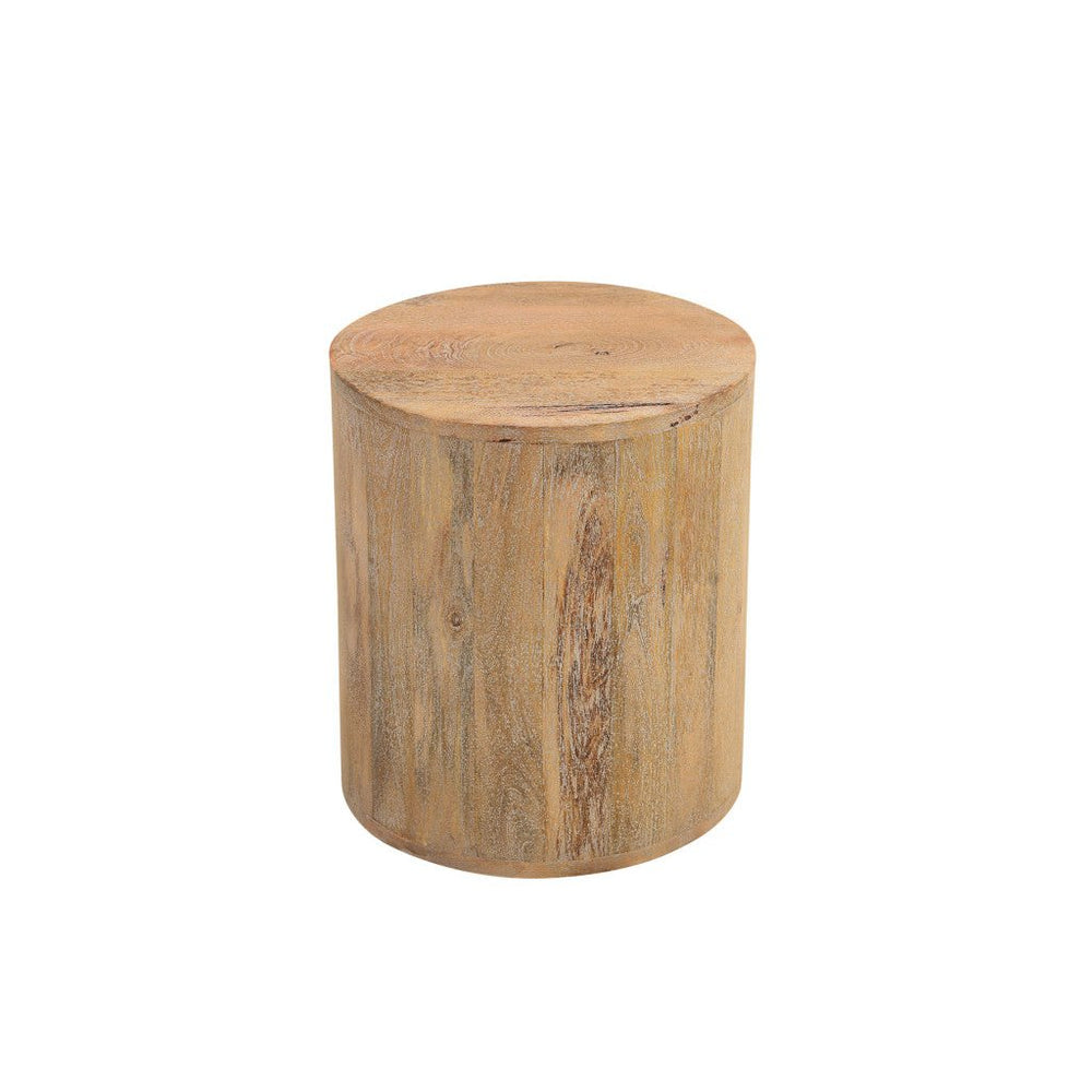 18" Natural And Brown Wood Solid Wood Round End Table Image 2