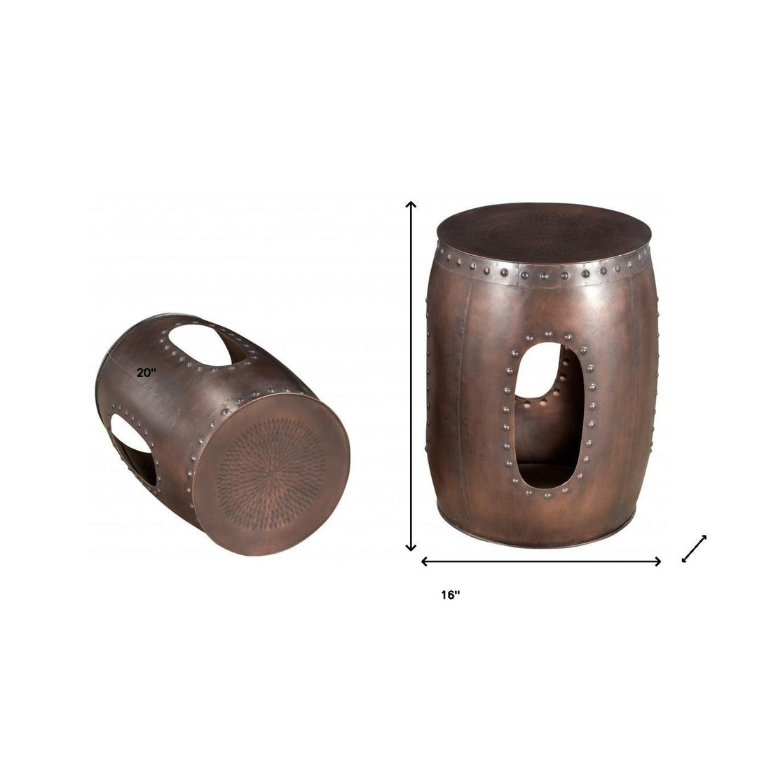 20" Copper Iron Round End Tables Image 5