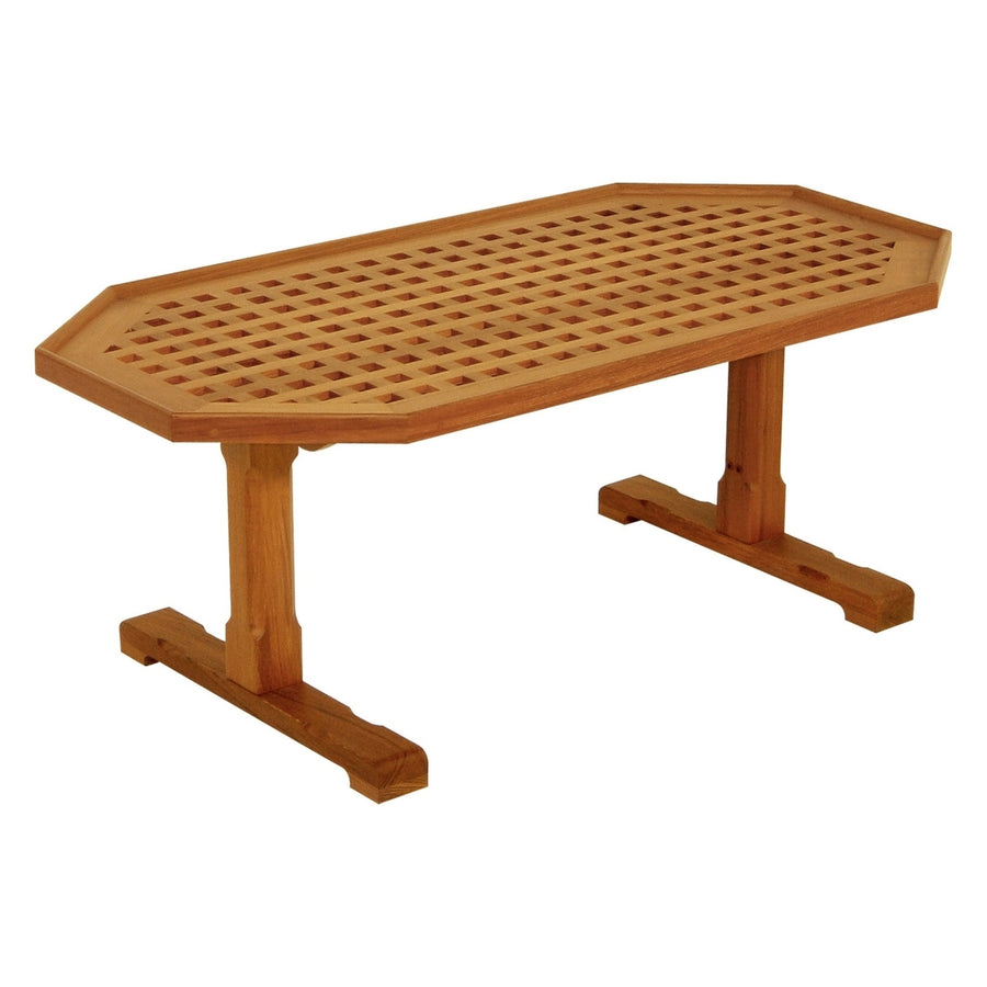 19" Brown Solid Teak Wood Hexagonal Coffee Table Image 1