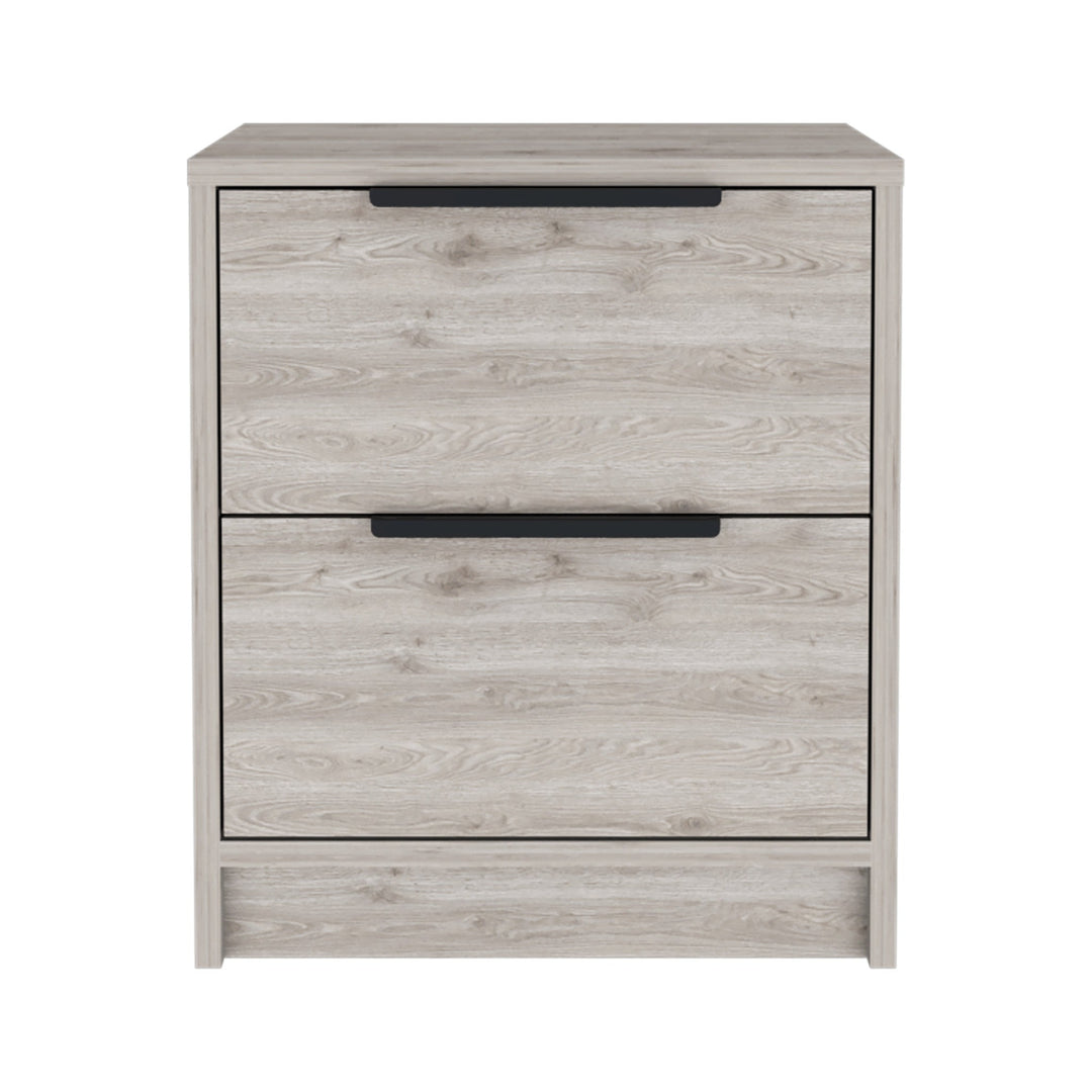 19" Gray Two Drawer Faux Wood Nightstand Image 1