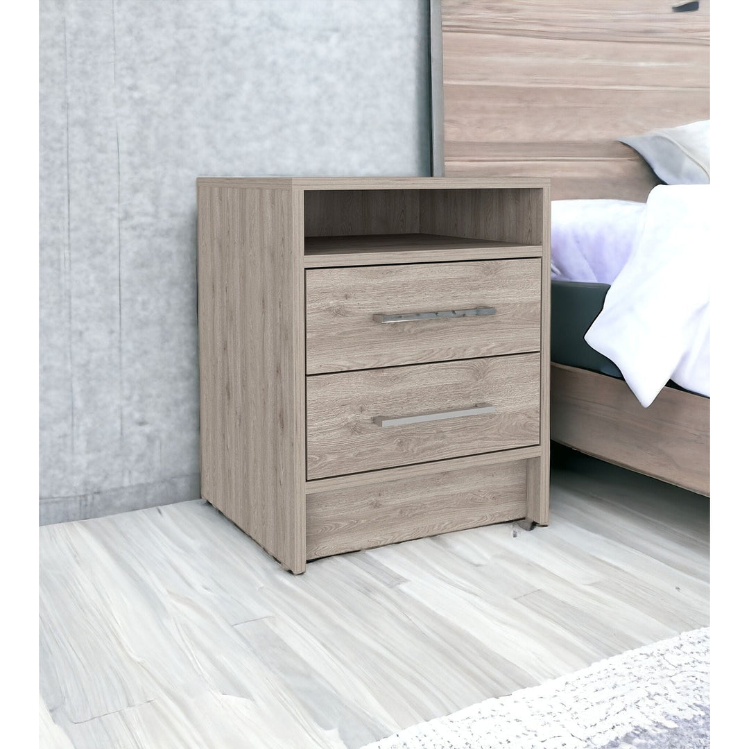 20" Gray Two Drawer Faux Wood Nightstand Image 8