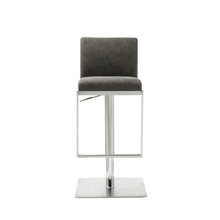 20 " Gray And Silver Stainless Steel Bar Chair Image 1