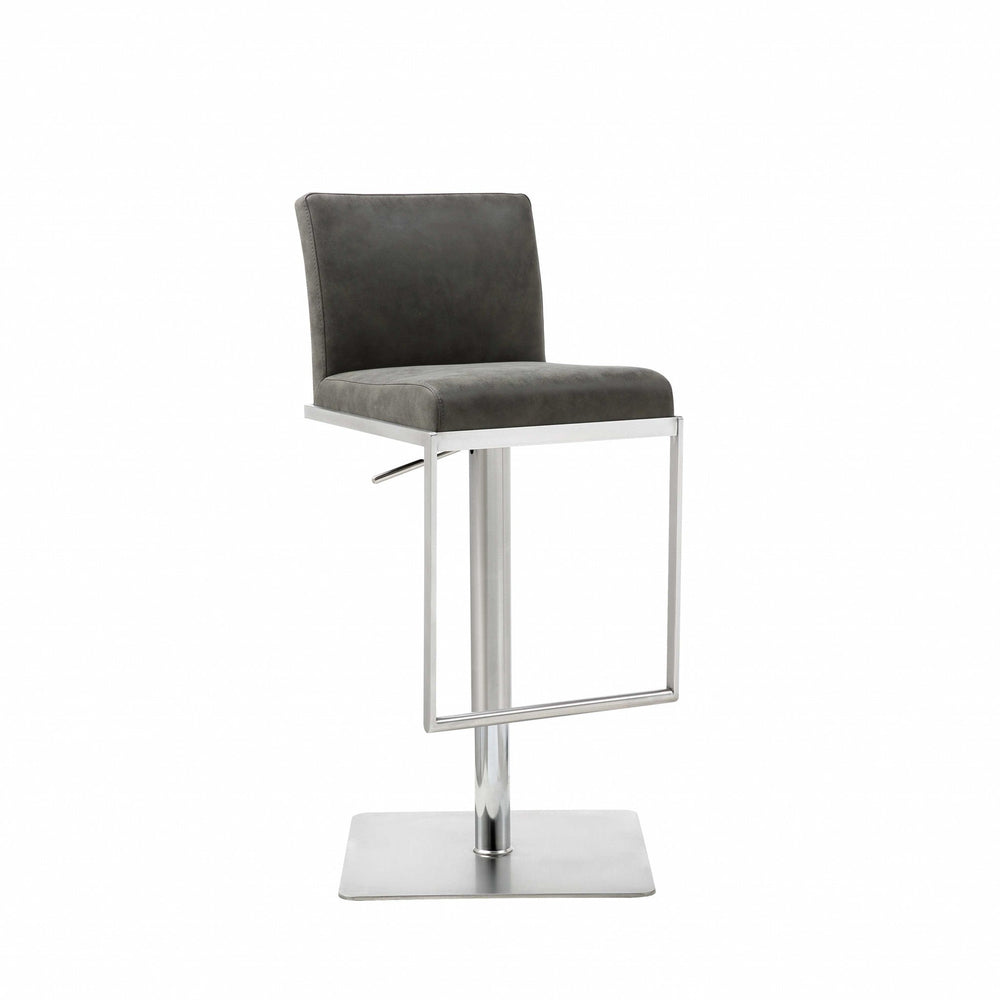 20 " Gray And Silver Stainless Steel Bar Chair Image 2