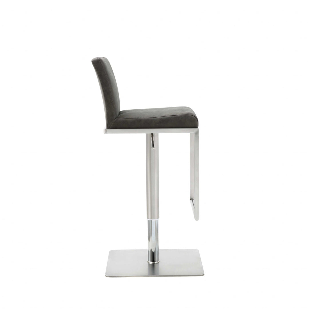 20 " Gray And Silver Stainless Steel Bar Chair Image 3