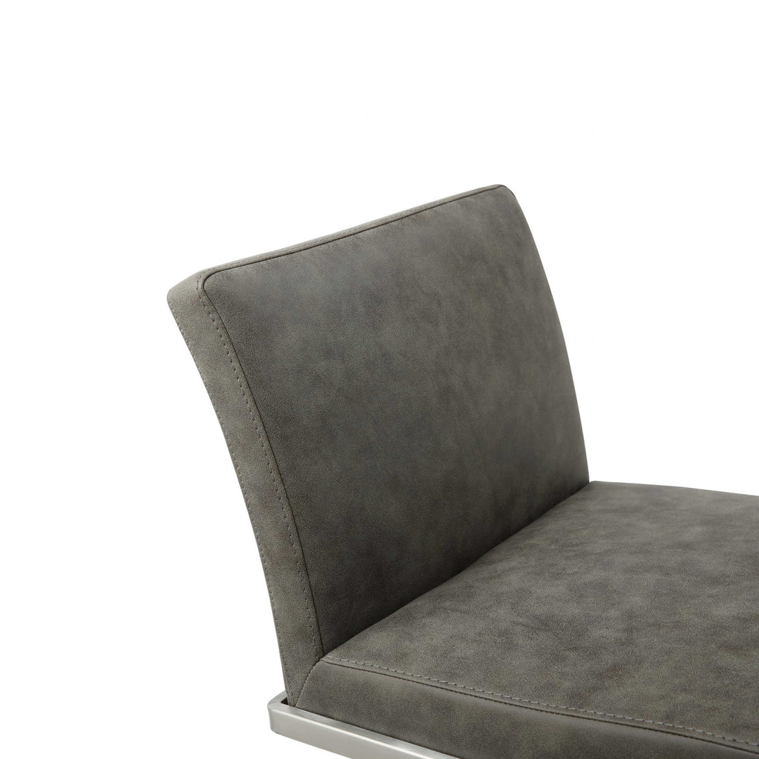 20 " Gray And Silver Stainless Steel Bar Chair Image 5