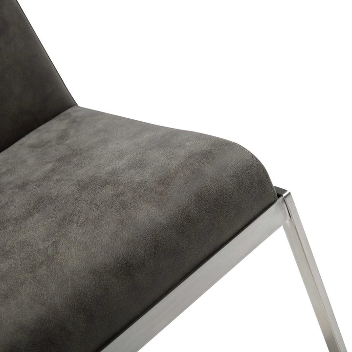 20 " Gray And Silver Stainless Steel Bar Chair Image 6