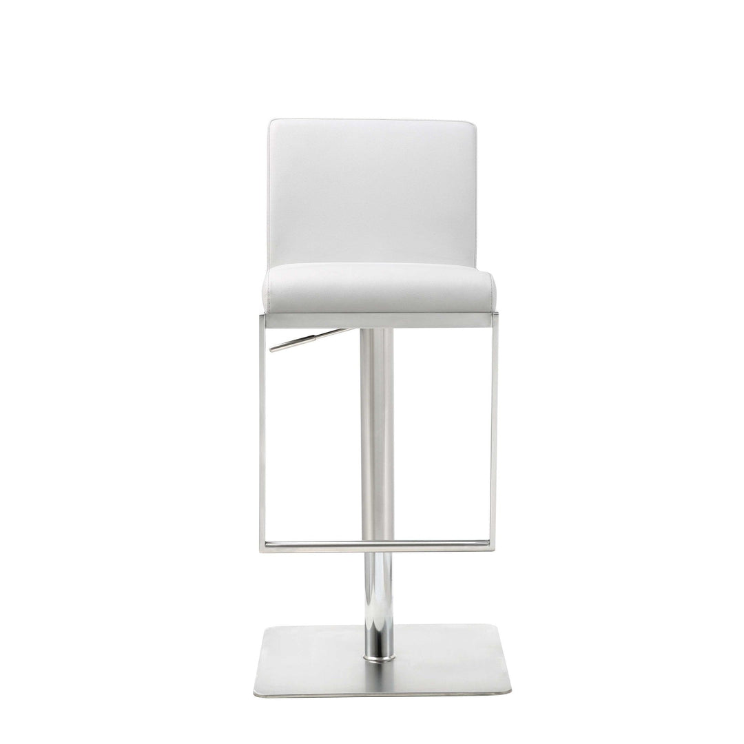 20 " White And Silver Stainless Steel Bar Chair Image 1