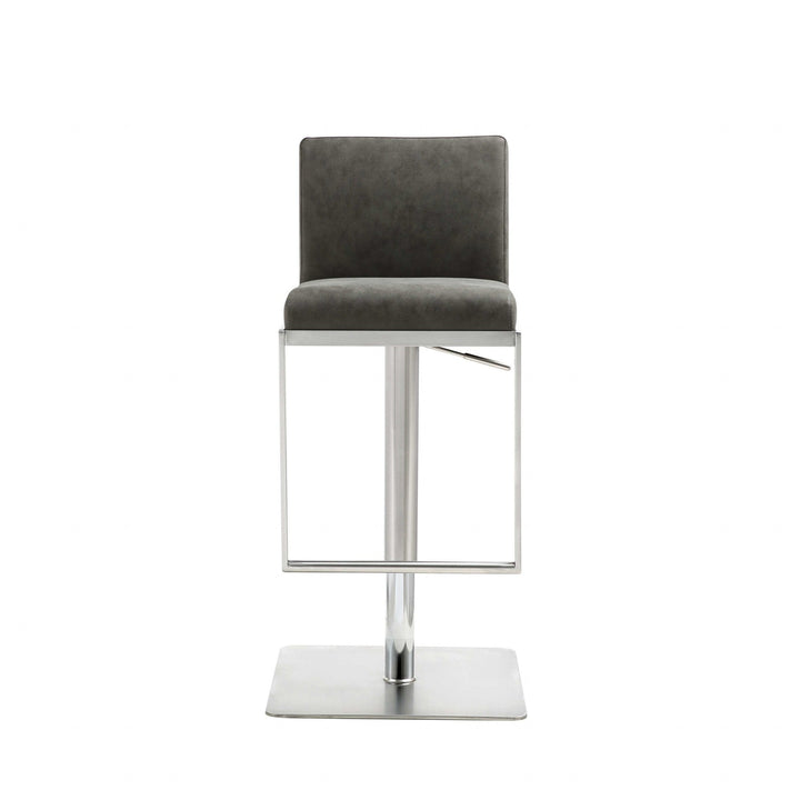 20 " Gray And Silver Stainless Steel Bar Chair Image 7