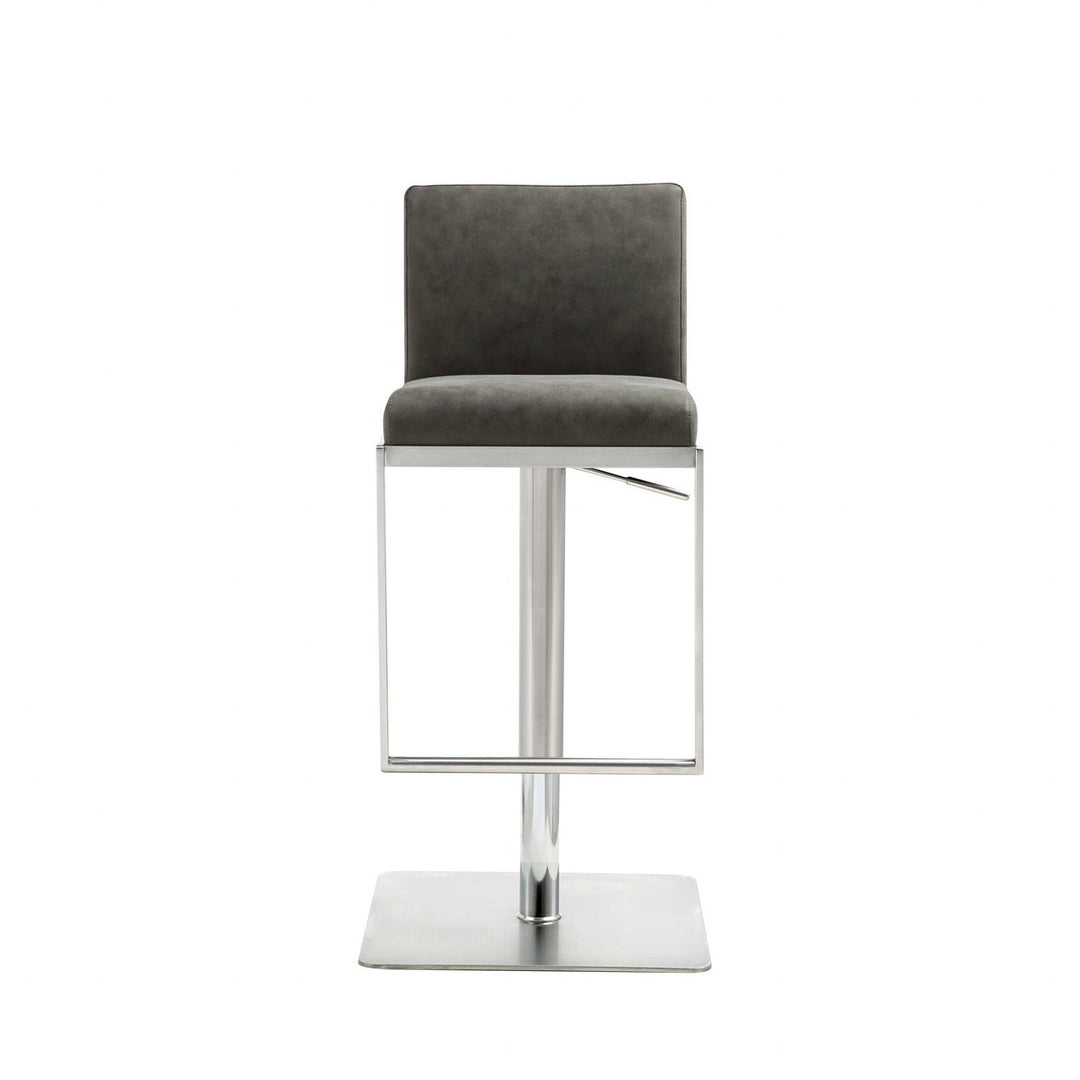 20 " Gray And Silver Stainless Steel Bar Chair Image 8