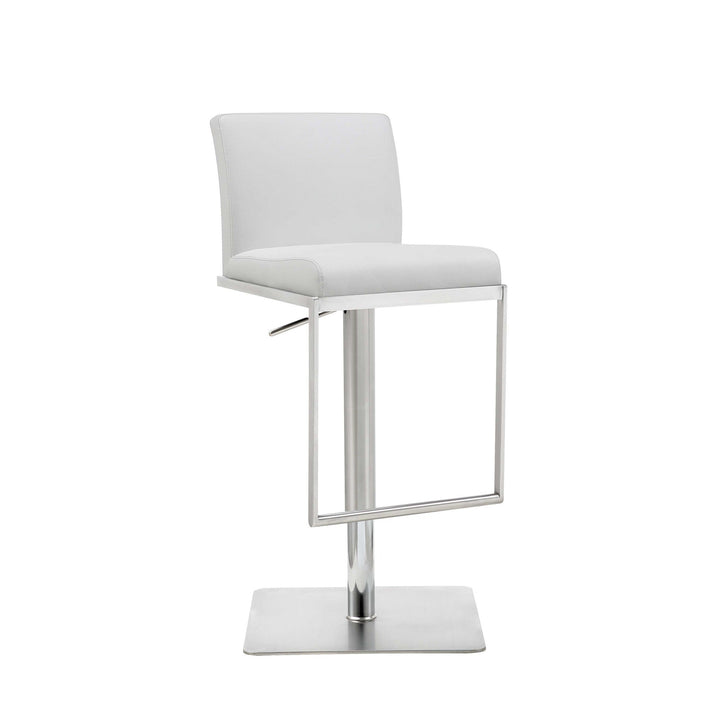 20 " White And Silver Stainless Steel Bar Chair Image 2