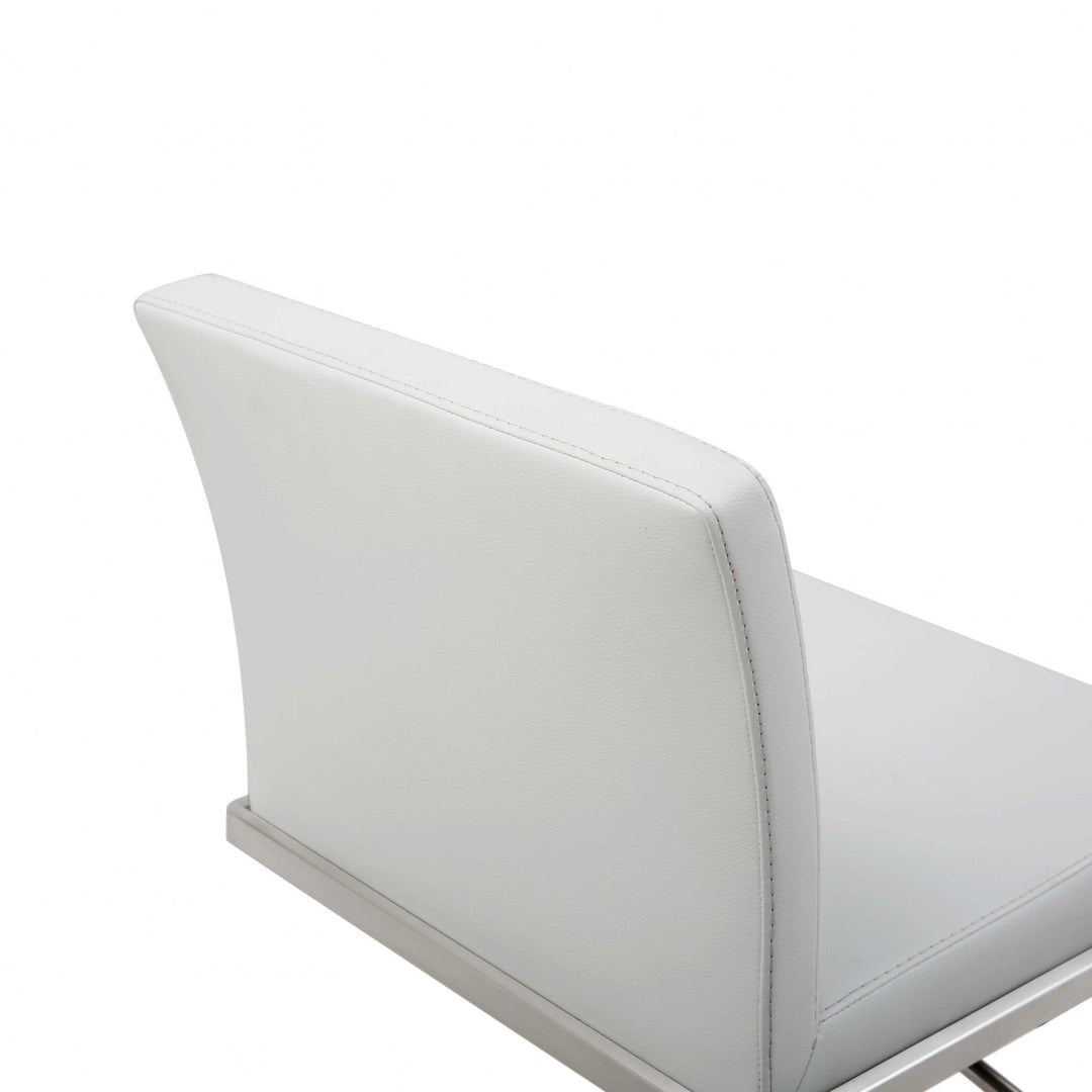 20 " White And Silver Stainless Steel Bar Chair Image 5