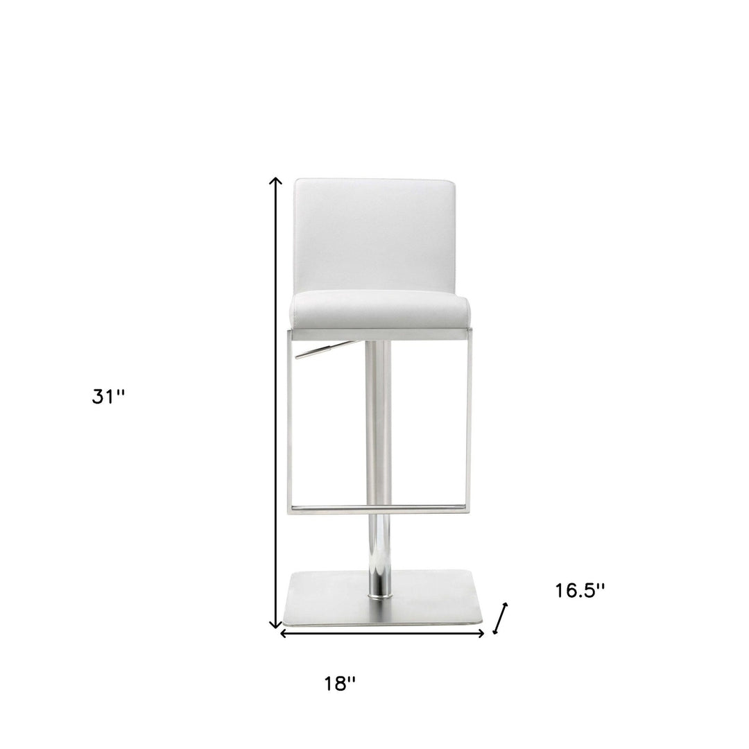 20 " White And Silver Stainless Steel Bar Chair Image 9