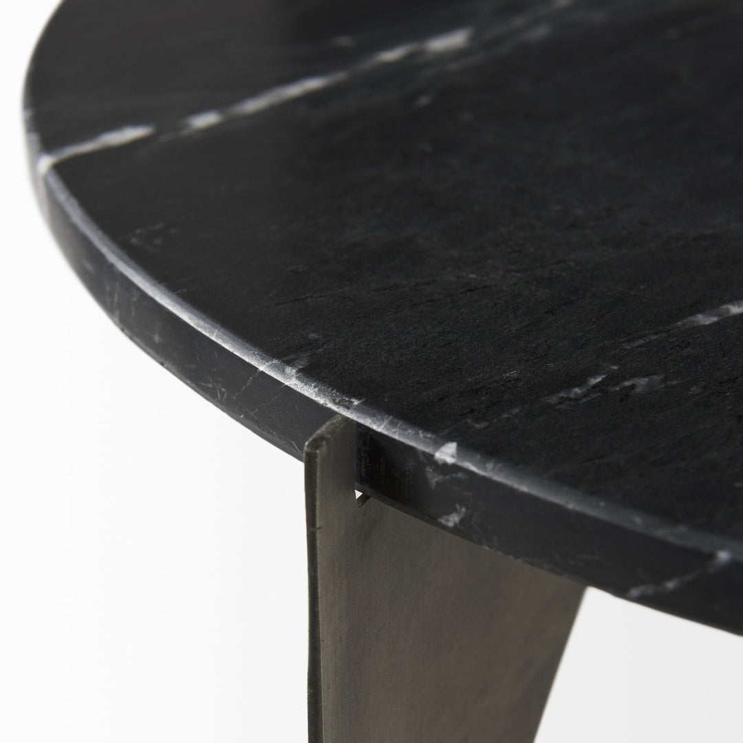 20" Black Marble Round End Table Image 7