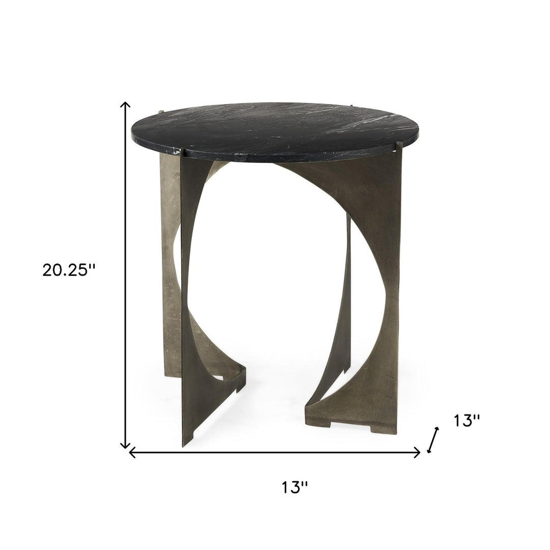 20" Black Marble Round End Table Image 10