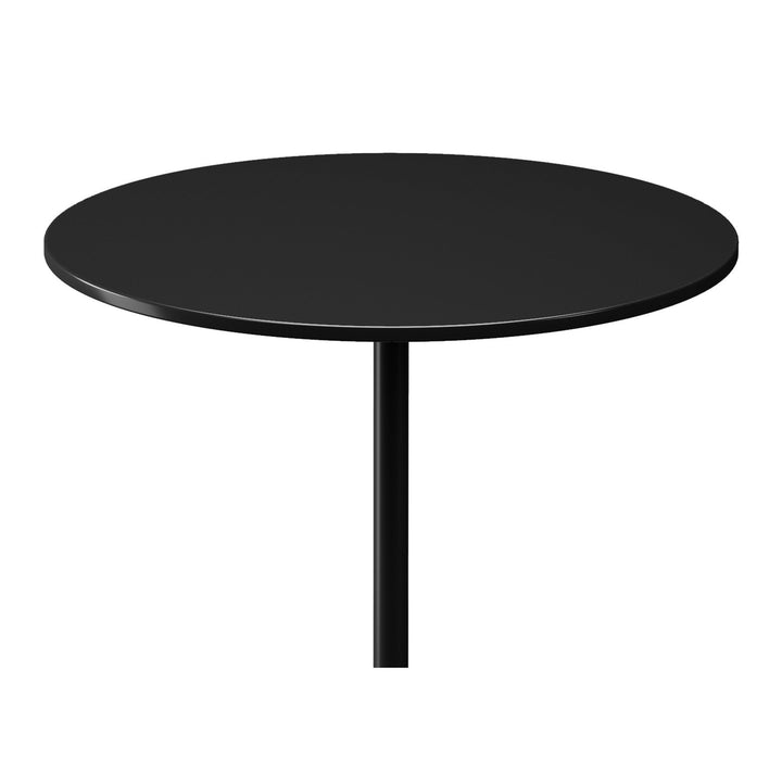 20" Black Steel and Marble Round Pedestal End Table Image 3