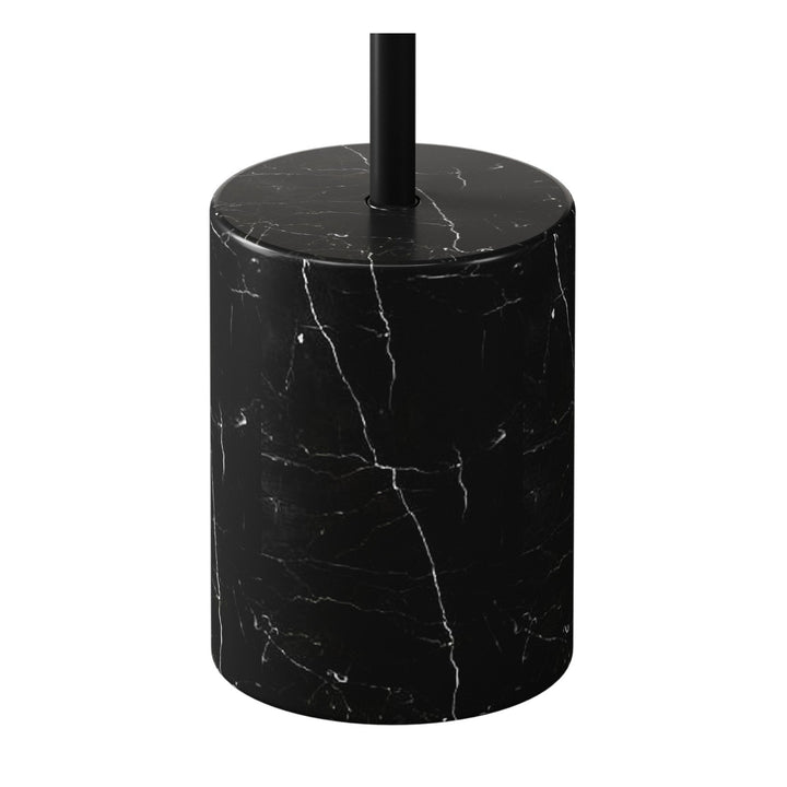 20" Black Steel and Marble Round Pedestal End Table Image 4