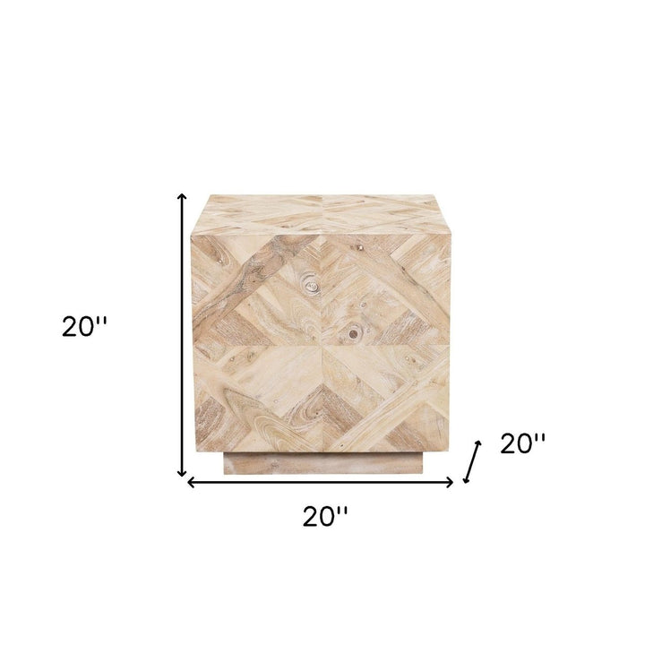 20" Tan Solid and Manufactured Wood Square End Table Image 6