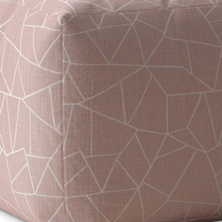 17" Pink Canvas Geometric Pouf Cover Image 4