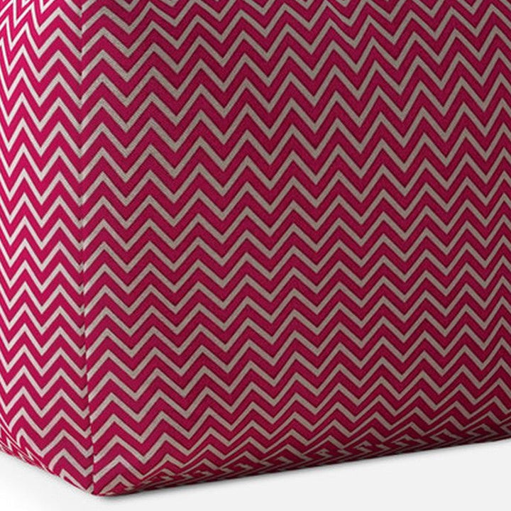 17" Pink Cotton Chevron Pouf Ottoman Image 4