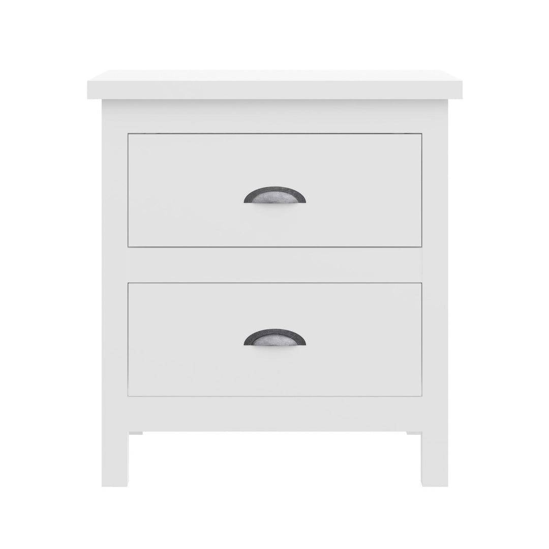 20" White Two Drawer Nightstand With Solid Wood Top Image 1